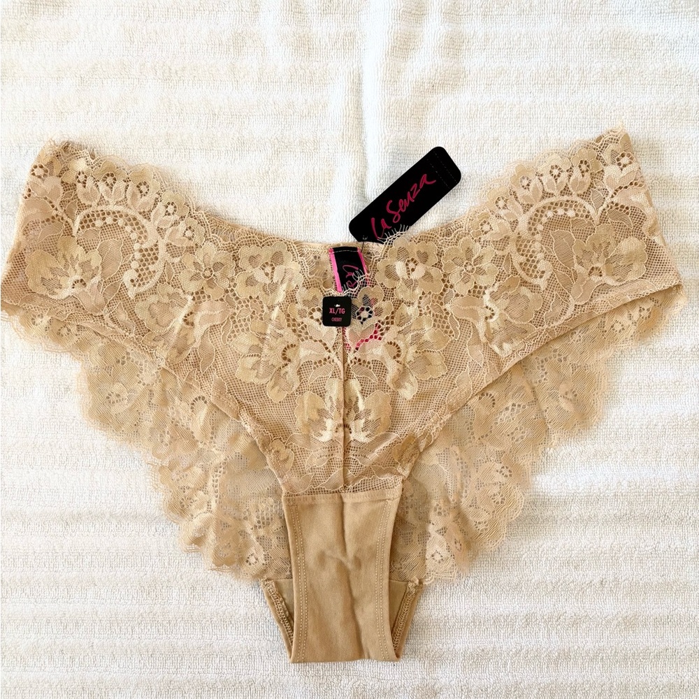 🆕 NEW La Senza Tan Lace Cheeky Panty with Scalloped Edges - XL